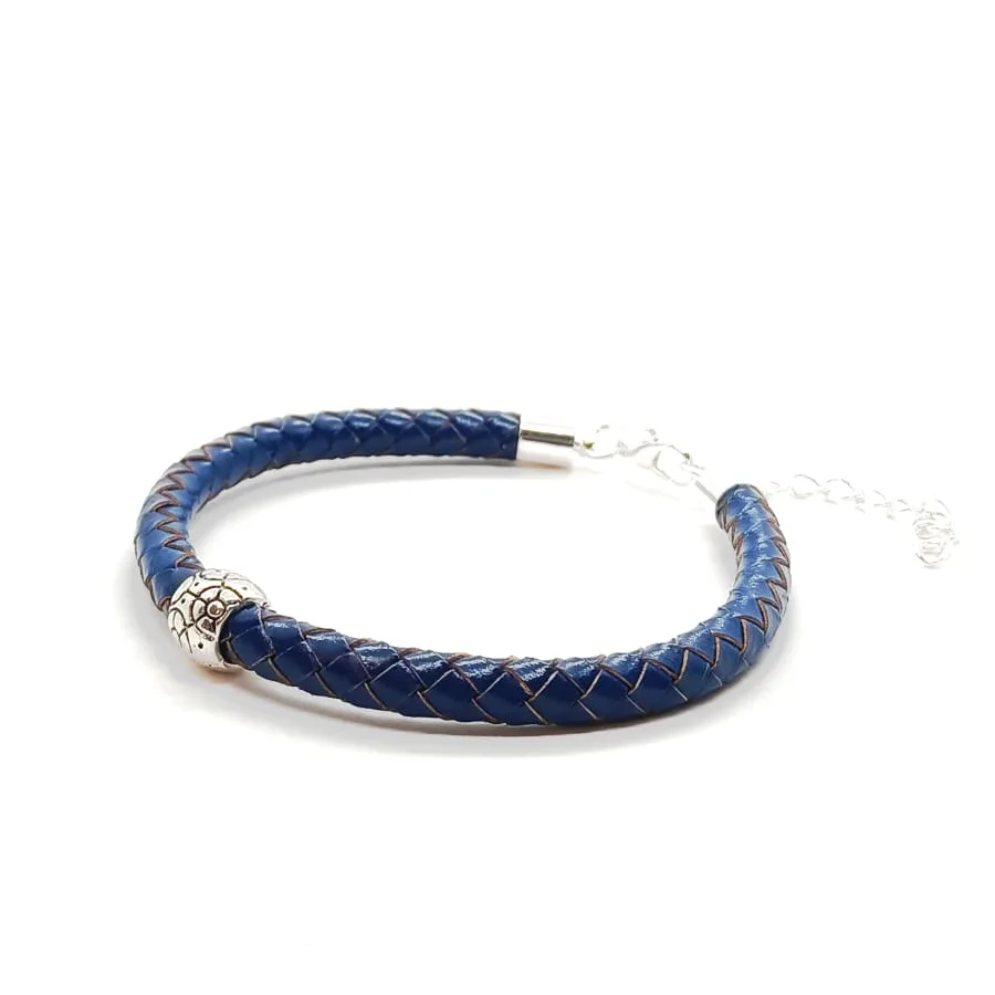 Bransoletka z granatowego rzemienia ze skóry ekologicznej 18,5-22,5cm S097