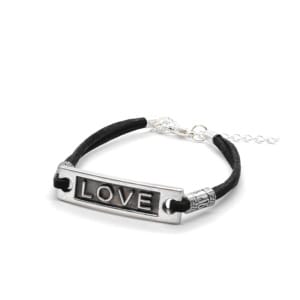 Czarna bransoletka Love z rzemienia zamszowego 17,5-21,5cm S087
