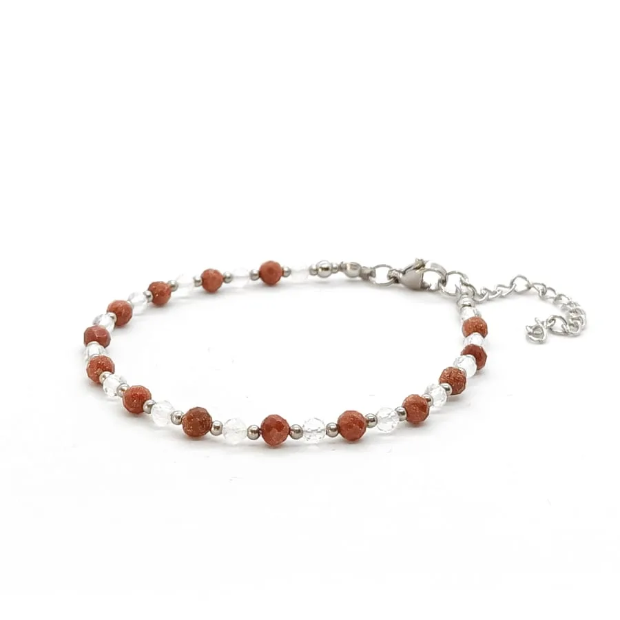 Bransoletka Piasek Pustyni i Kryształ górski 17-21cm KAM1064 stal chirurgiczna