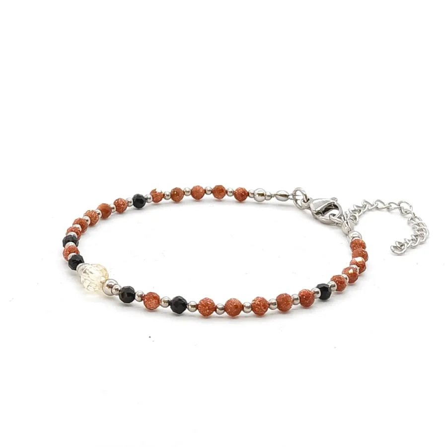 Bransoletka Piasek Pustyni, Cytryn i Turmalin czarny 16,5-20,5cm KAM1056 stal chirurgiczna