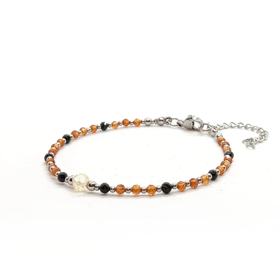 Bransoletka Turmalin, Cytryn, Granat brązowy KAM1068 - 17,5-21,5cm stal chirurgiczna