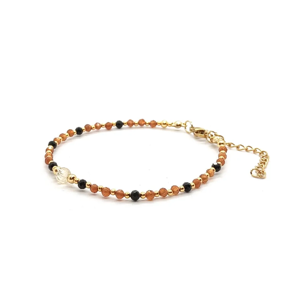 Bransoletka Turmalin, Cytryn, Granat brązowy KAM1069 - 17,5-21,5cm stal chirurgiczna pozałacana