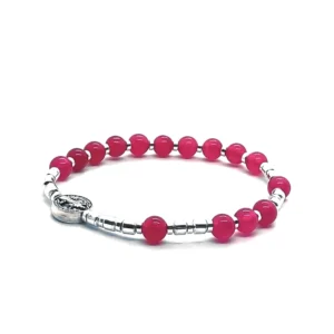 Bransoletka różaniec (dziesiątka) Krzyż św. Benedykta, Agat 15,5cm KAM1111