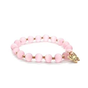 Bransoletka z motylkiem – Uleksyt kamienie naturalne, pozłacana stal chirurgiczna ST020