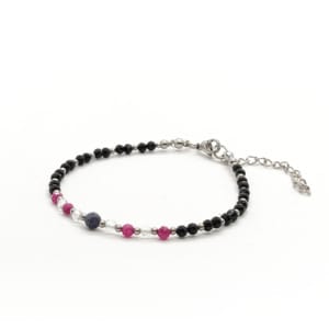 Bransoletka Topaz, Szafir, Rubin, Turmalin 17-21cm KAM1180 Stal chirurgiczna