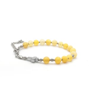 Bransoletka różaniec (10tka) Agat żółty trawiony 14,5-18,5cm KAM1184 Stal chirurgiczna