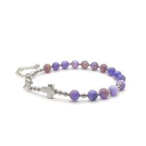 Bransoletka różaniec (10tka) Masa perłowa 16,5-20,5cm KAM1186 Stal chirurgiczna