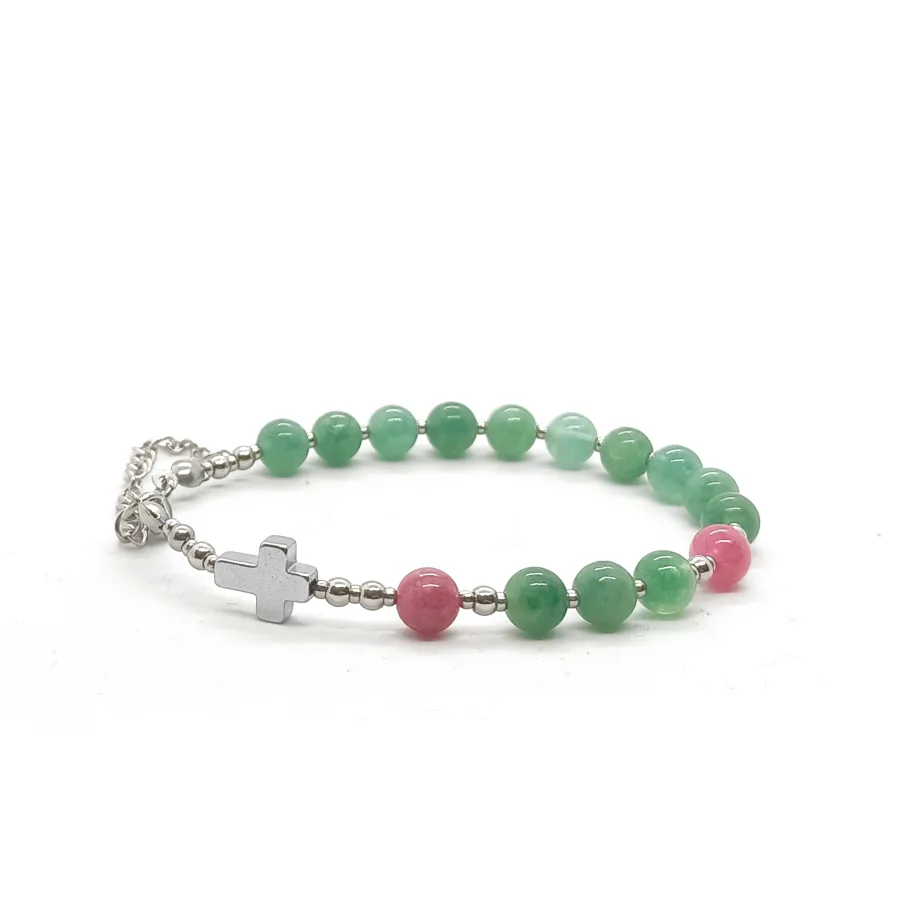 Bransoletka różaniec (10tka) Agat 16-20cm KAM1187 Stal chirurgiczna