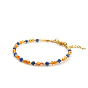 Bransoletka Karneol, Lapis Lazuli 16-20cm KAM1207 Pozłacana stal chirurgiczna