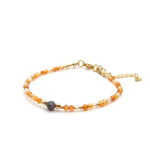 Bransoletka Karneol, Czaroit 17,5-21,5cm KAM1211 Pozłacana stal chirurgiczna