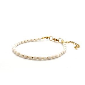 Bransoletka Koral biały 17-21cm KAM1253 Stal chirurgiczna pozłacana