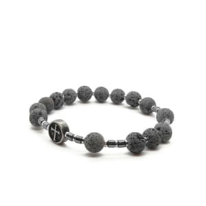 Bransoletka różaniec (10tka) Lawa wulkaniczna szara 17,5cm KAM1237 stal chirurgiczna