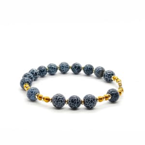 Różaniec bransoletka (10tka) Agat czarny kwasowany 16,5cm KAM1244