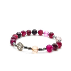 Bransoletka różaniec (10tka) Krzyż św. Benedykta, Agat fioletowy 16cm KAM1243