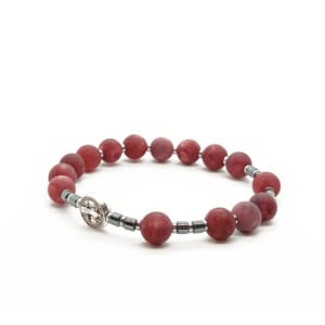 Bransoletka różaniec (10tka) Krzyż św. Benedykta, Agat 17cm KAM1223