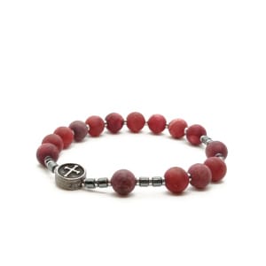 Bransoletka różaniec (10tka) Agat bordowy 17cm KAM1227 stal chirurgiczna