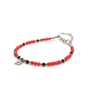 Bransoletka z gwiazdką Turmalin, Spinel - kamienie naturalne 17,5-21,5cm KAM1276 stal chirurgiczna