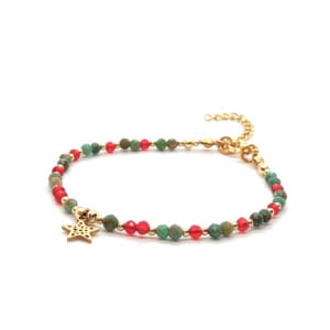 Bransoletka z gwiazdką Turkus, Spinel - kamienie naturalne 16,5-20,5cm KAM1277 stal chirurgiczna pozłacana