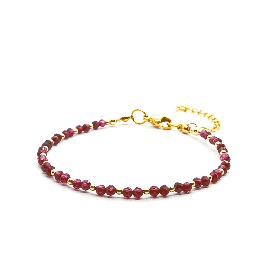 Bransoletka Granat KAM1289 pozłacana stal chirurgiczna