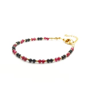 Bransoletka Granat, Turmalin KAM1290 stal chirurgiczna