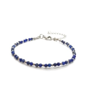 Bransoletka Lapis lazuli 17,5-21,5cm KAM1303 Stal chirurgiczna