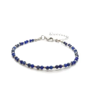 Bransoletka Lapis lazuli 17,5-21,5cm KAM1303 Stal chirurgiczna