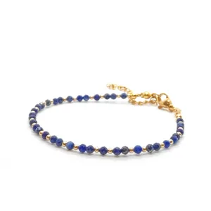 Bransoletka Lapis lazuli 17-21cm KAM1304 Stal chirurgiczna pozłacana