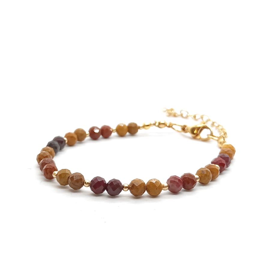 Bransoletka Jaspis Mokait 15,5-19,5cm KAM1326 Stal chirurgiczna pozłacana