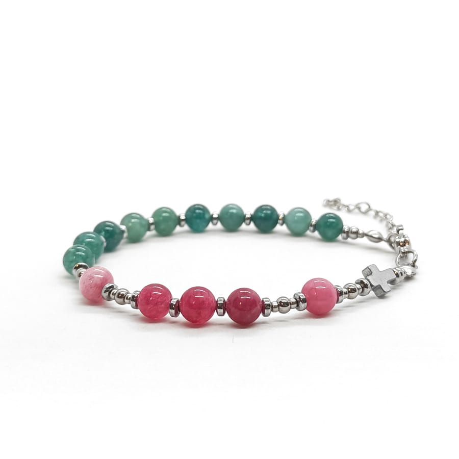 Bransoletka różaniec (10tka) Turmalin 17-21cm KAM1309 Stal chirurgiczna