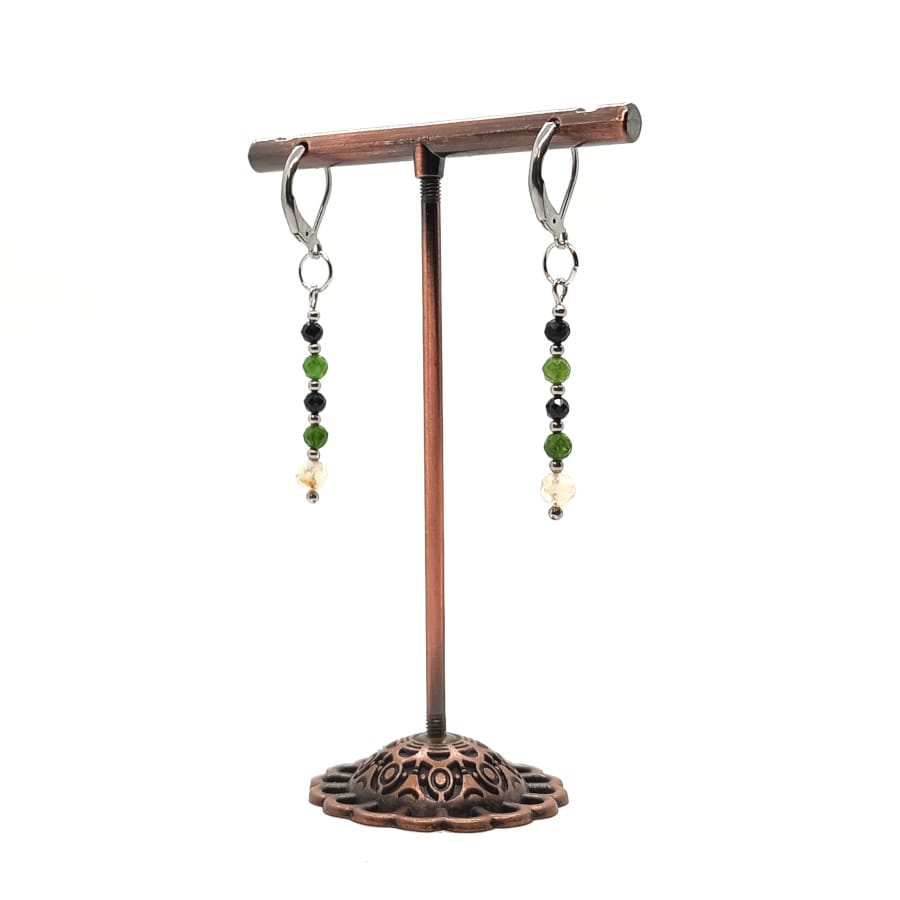 Kolczyki Diopsyd, Cytryn, Turmalin - Stal chirurgiczna KOL154