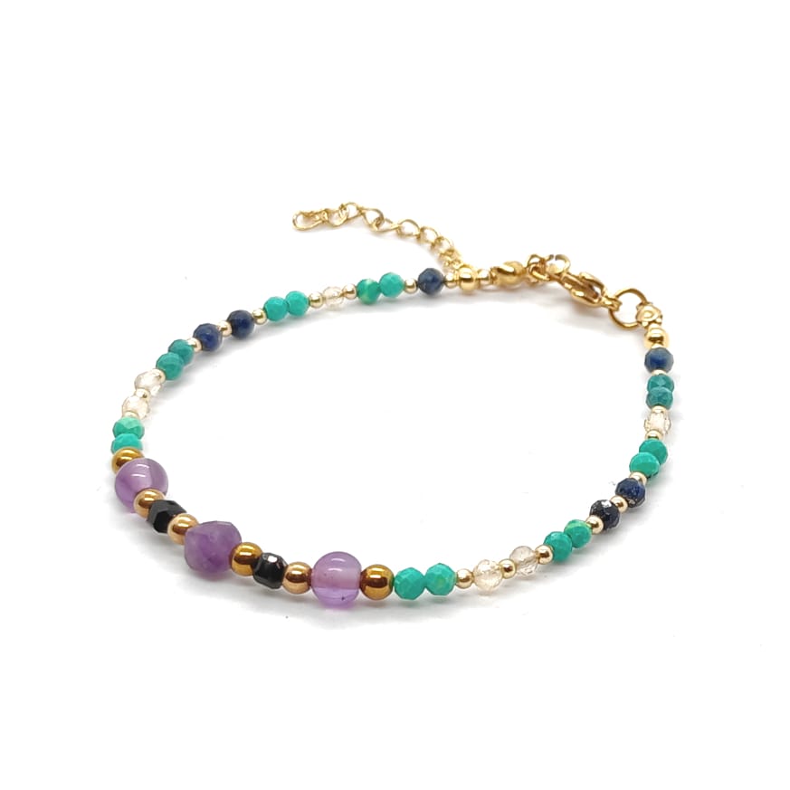 Bransoletka Ametyst, Cytryn, Lapis lazuli, Turkus, Turmalin 17-21cm KAM1357