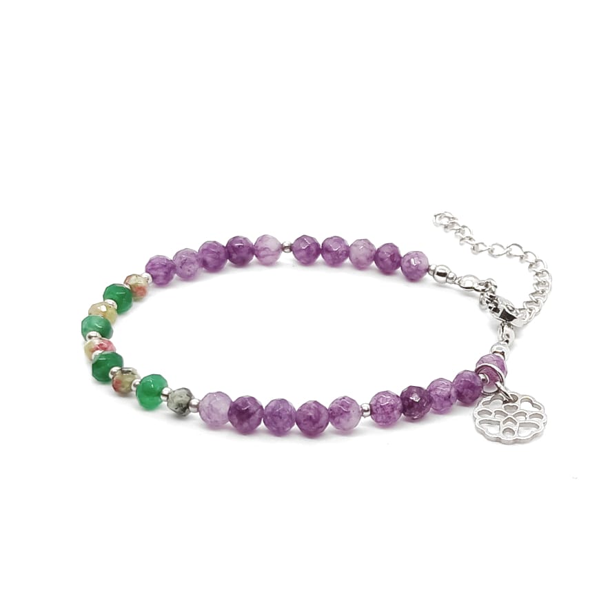 Bransoletka z rozetką kamienie naturalne Jadeit 14-18cm KAM1374